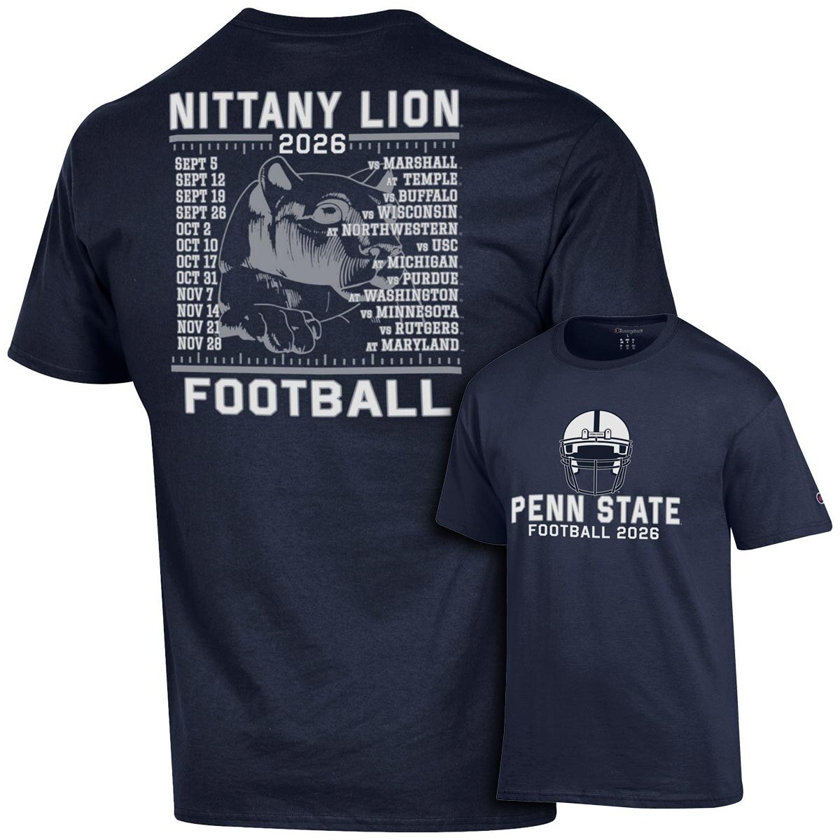 navy short sleeve t-shirt Penn State Football 2026 Schedule